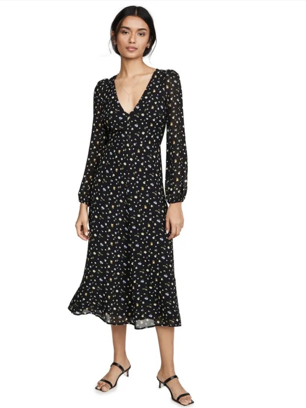 Reformation Joy Long-Sleeve V-Neck Dress size 8 NWOT